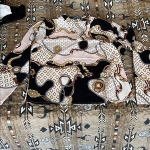 SHEIN Black and Gold Geometric Blouse